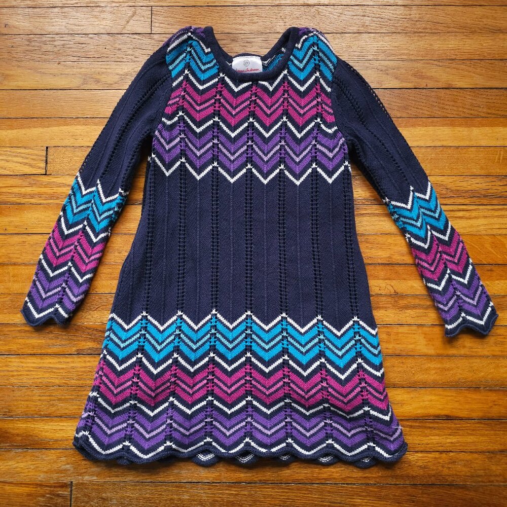Hanna Andersson - Girls Long-Sleeve Chevron Sweater Dress